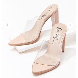 Translucent Open-Toe Block Heels